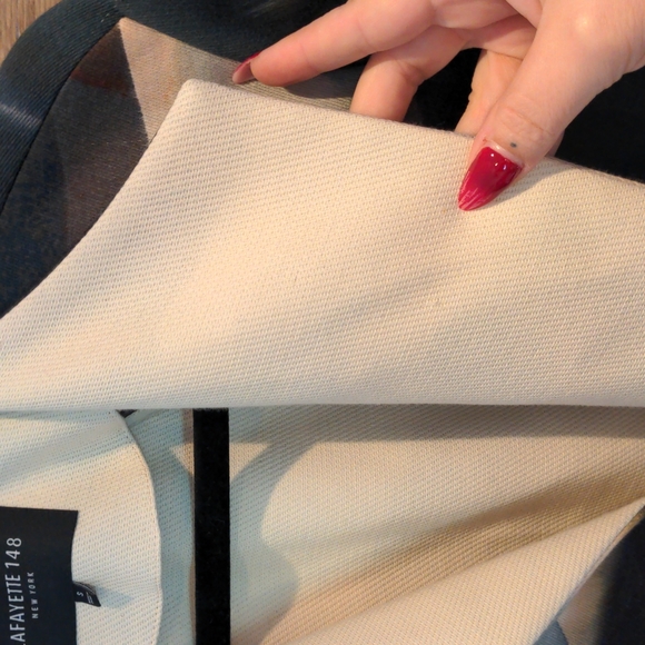 Lafayette 148 NY Swing Jacket in Abstract Watercolor Earth Tone Pattern Sz Small - Picture 10 of 15